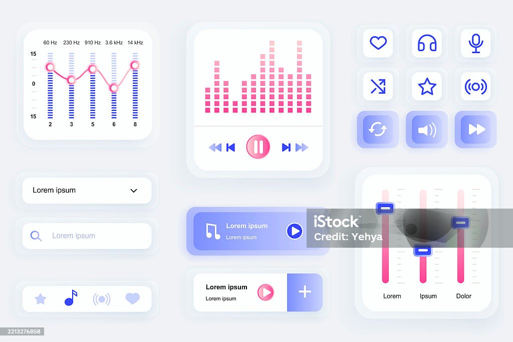 Gui Elements For Music Player Mobile App Audio Equalizer Settings ...