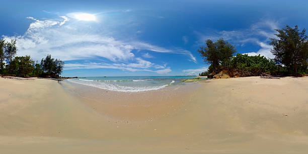 istock Tropical sandy beach and blue sea. VR 360. 2213276968