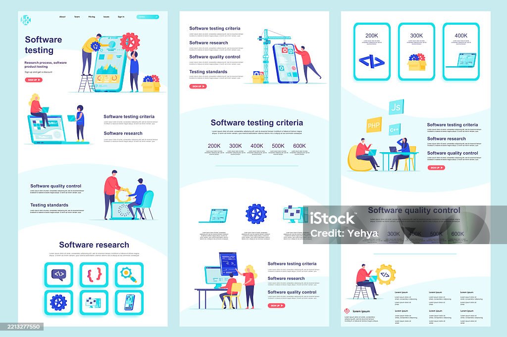 Software Testing Flat Landing Page Programs Debugging And Optimization ...