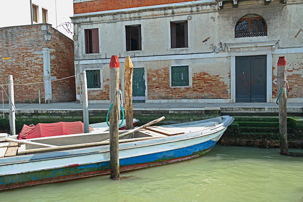 Venice, Italy - May 29 2023: Venetian boatyard called The Squero di San Trovaso where gondolas are built and repaired.