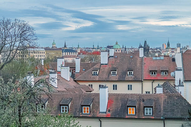 City from a high point at dusk