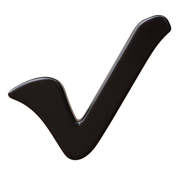 Check mark isolated on white. Cartoon style icon, 3d render