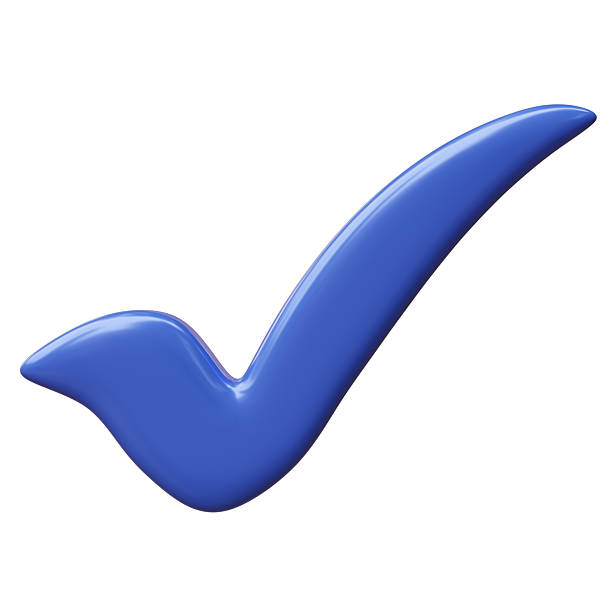 Check mark isolated on white. Cartoon style icon, 3d render