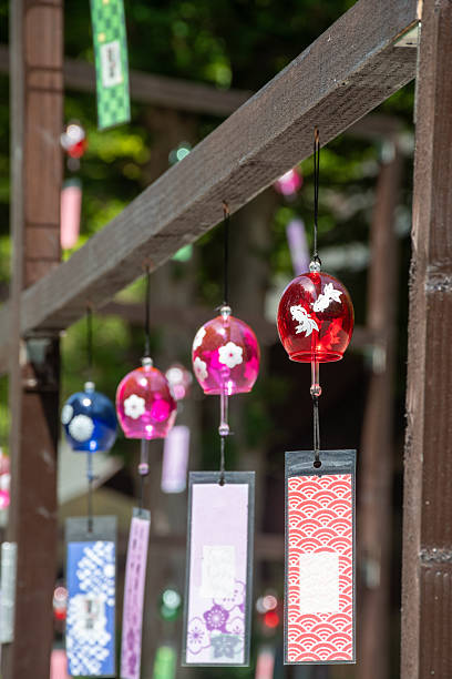 istock Colorful glass wind chimes in Japanese summer 2213292027