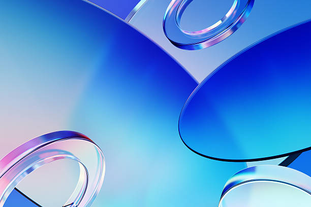 istock Abstract Gradient Design Featuring Transparent Rings, Disks and Blue Background 2213294977