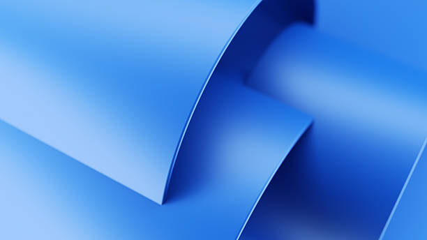 istock Close-Up of Abstract Blue Colored Curved Shapes with Smooth Gradient Lighting 2213294987