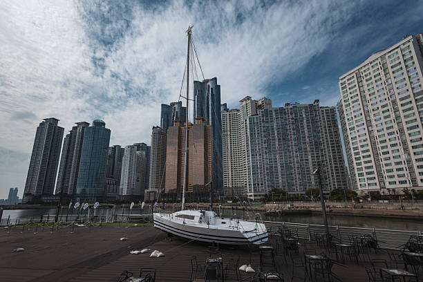 Busan skyline skyscrapers in Busan South Korea