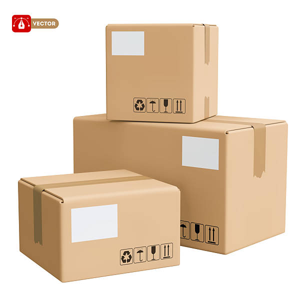 ilustrações de stock, clip art, desenhos animados e ícones de cardboard delivery boxes stack - caixa