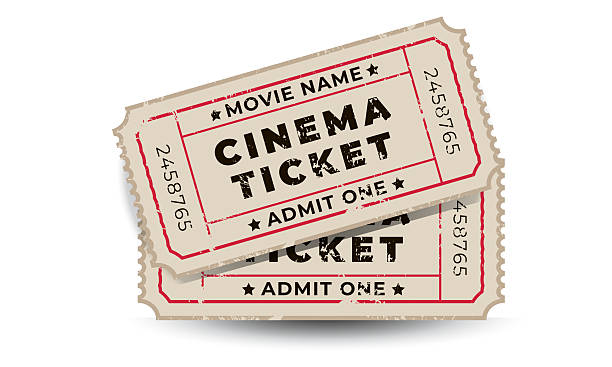 Movie ticket template in retro style. Vector coupons on white background