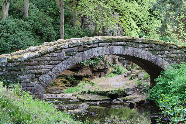 istock Stone bridge over a woodland river 2213304998