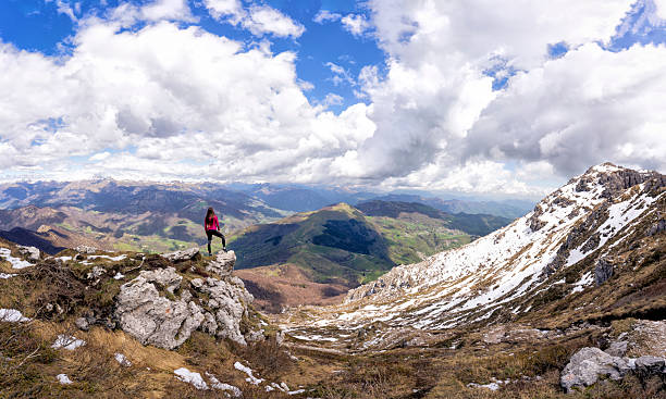 Hiker Overlooking the Lombardy Prealps from Mount Resegone