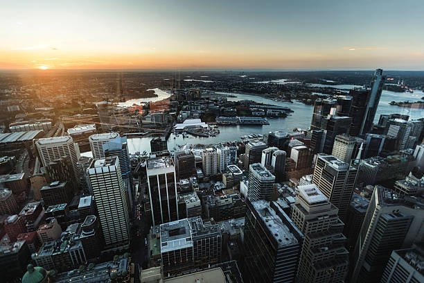 istock Sydney Cityscape at Sunset with Scenic Skyline 2213316287