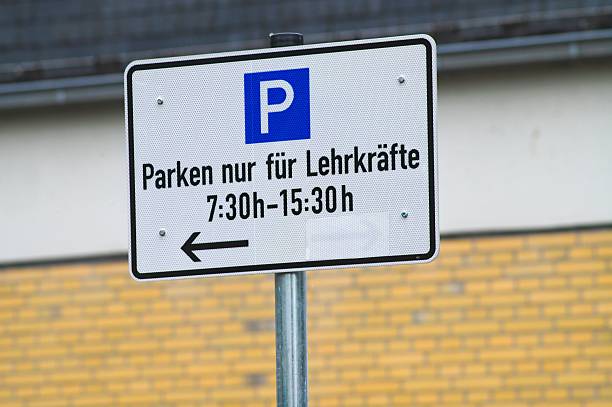 istock Parking sign for teachers in german indicating permitted parking time 2213316538