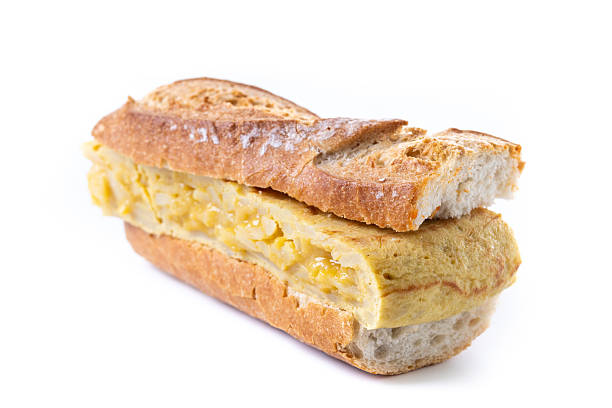 istock Spanish potato omelette sandwich isolated on white background 2213321792