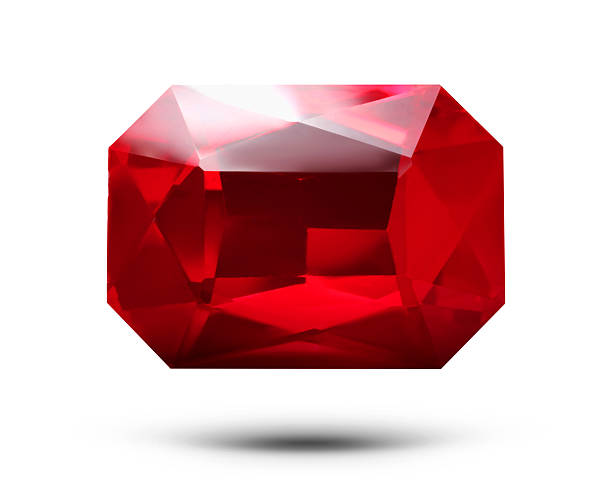 istock Red shiny gemstone in air on white background 2213322037