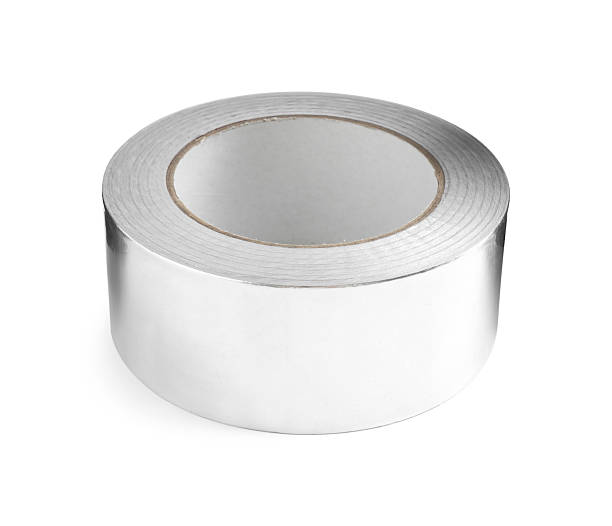 istock Roll of silver adhesive tape isolated on white 2213322152