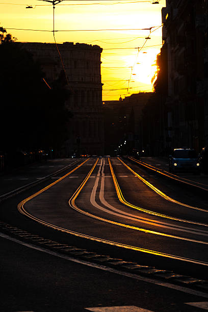 istock Tram Tracks at Sunset on Via Labicana 2213323623
