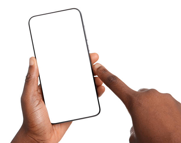 istock Woman with modern smartphone on white background, closeup 2213324984