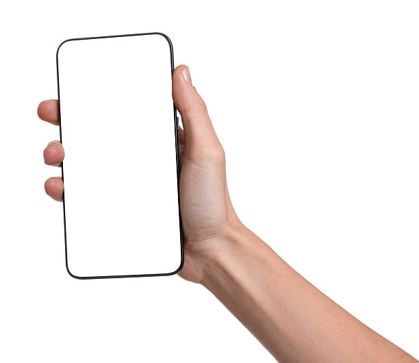 istock Woman with modern smartphone on white background, closeup 2213324998