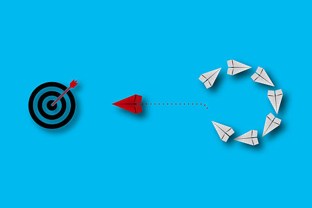 istock Target concept with red paper plane. target icon 2213327479