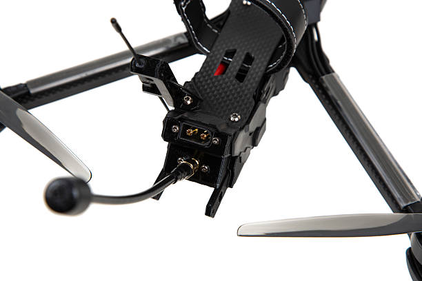 istock Modern FPV drone on a white background. Four-engine aircraft on the radio control. Drone for racing, filming and entertainment. 2213330773