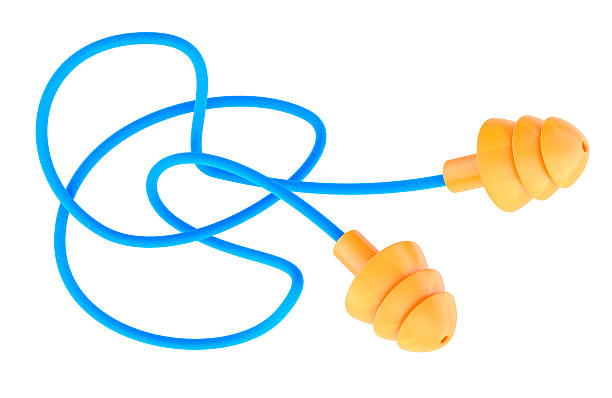 istock Orange Earplugs for Sleep Soft Silicone Reusable with cord, 3D rendering 2213332523