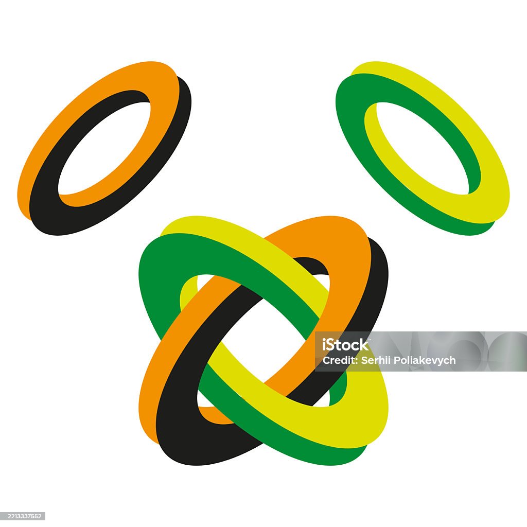Colorful Ring Knot Overlapping Loop Shape Multicolor Twisted Element ...
