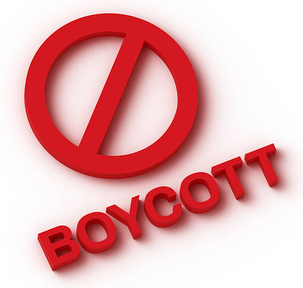 Boycott red digital media red symbol 3D render.