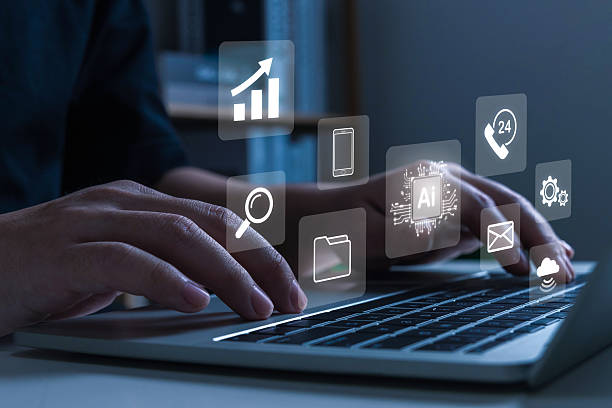 istock Ai technology. business people working on laptop computer, concept of artificial intelligence, machine learning, data analysis, digital innovation, future technology trends, digital marketing concept 2213352001