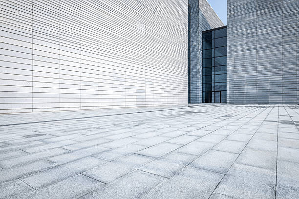 istock Empty square floor pavement and modern architecture building exterior. 2213353361