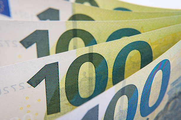 Euro banknotes, European currency, one hundred.