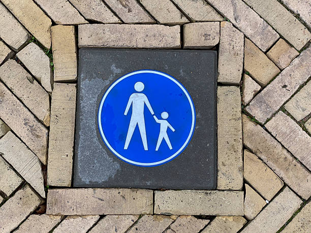 istock A pedestrian sign embedded in a walkway 2213366661