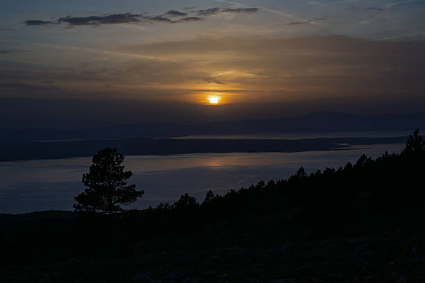 Sunset over the Croatian Adriatic coast and islands.