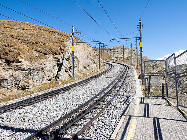 Zermatt, Switzerland - September 15, 2018: Transport railway to the mountain area.