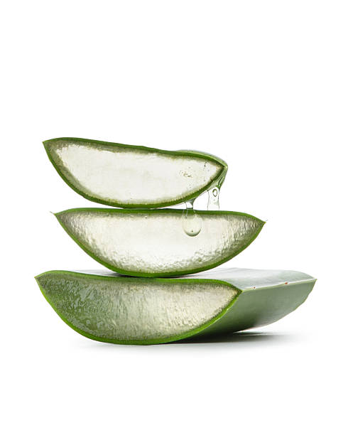 istock Aloe pieces with green gel on white background 2213376121
