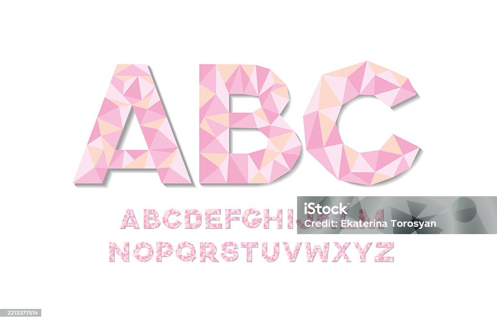 Font With Triangles Mosaic Font Vector Low Poly Letters Made Of Triangles Stock ...