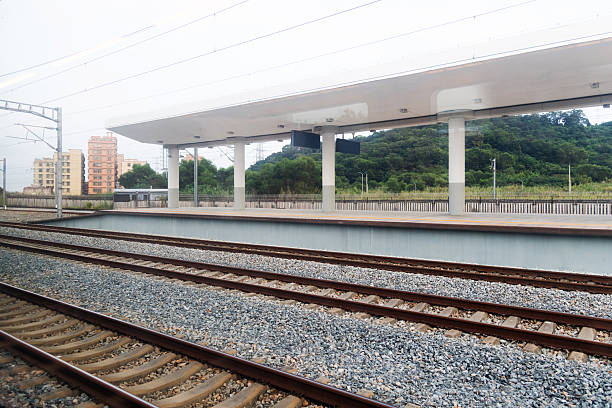 Landscape of empty railroad track.