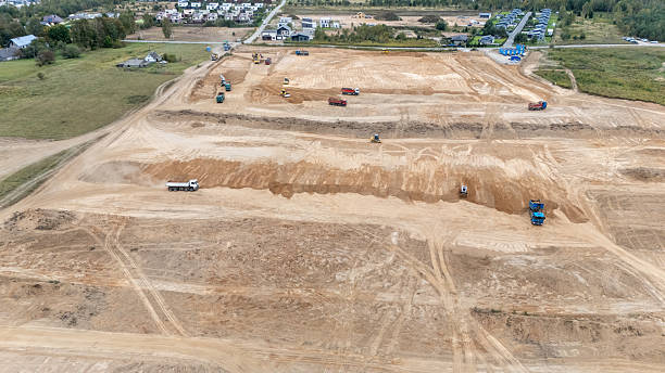 istock Aerial View of Construction Site with Machinery 2213384213