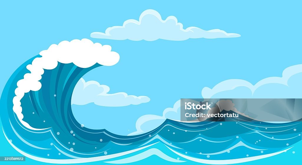 Cartoon Ocean Wave Stock Illustration - Download Image Now - Cloud ...