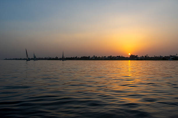 Beautiful colourful sunset over Nile River in Luxor, Egypt