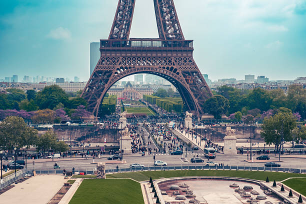 Paris, France - April 26, 2025: Cityscape of Paris with Eiffel Tower