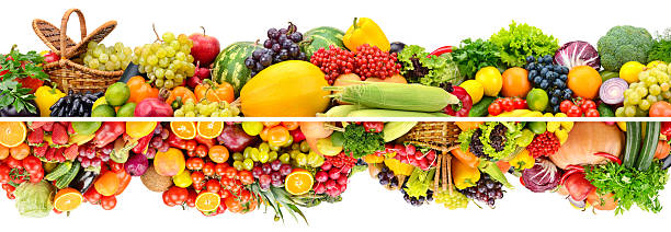 istock Beautiful fresh fruits, berries, vegetables isolated on white 2213403930