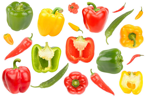 istock Collection various colorful peppers isolated on white 2213403938