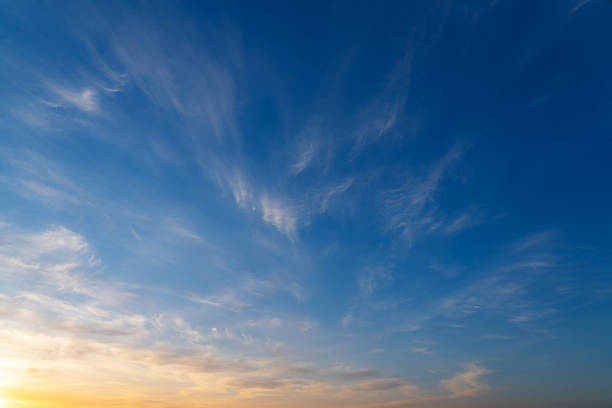 istock summer evening, sunset in yellow, orange and pink with clouds, background 2213410742