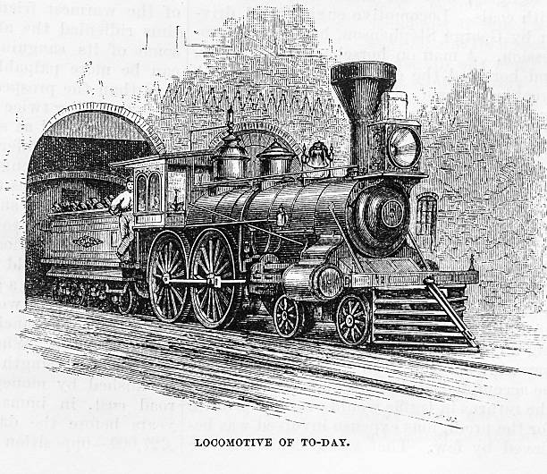 Image from an 1874 issue of Harper's New Monthly Magazine: State of the art steam locomotive in 1874.