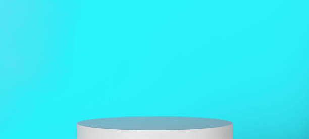 istock Abstract background template for product display and presentation. Oval podium or pedestal against blue background. 2213417177