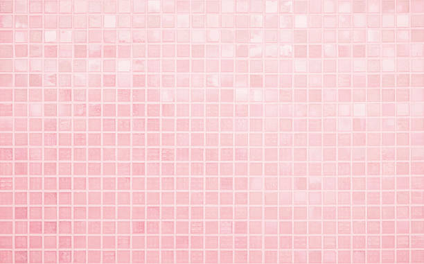 istock Pink tile wall chequered background bathroom floor texture. Ceramic wall and floor tiles mosaic background in bathroom and kitchen clean. Pool design pattern geometric with grid wallpaper decoration. 2213421889