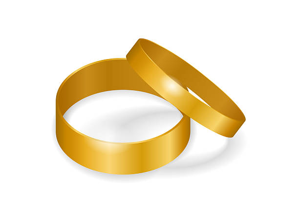 istock Gold wedding rings vector illustration. Jewelry glow ring, romance and love symbol 2213422090