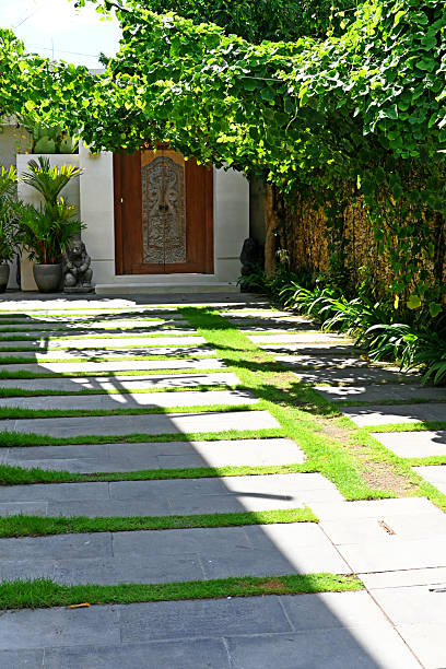 istock Small gang with paving floor and green wall 2213425669