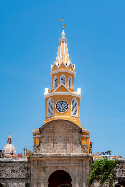 istock Clock Tower in Cartagena Colombia Under Bright Midday Sun 2213425692